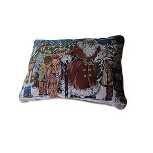 Christmas Santa Claus Carolers Winter Snow Tapestry 15" Throw Accent Pillow